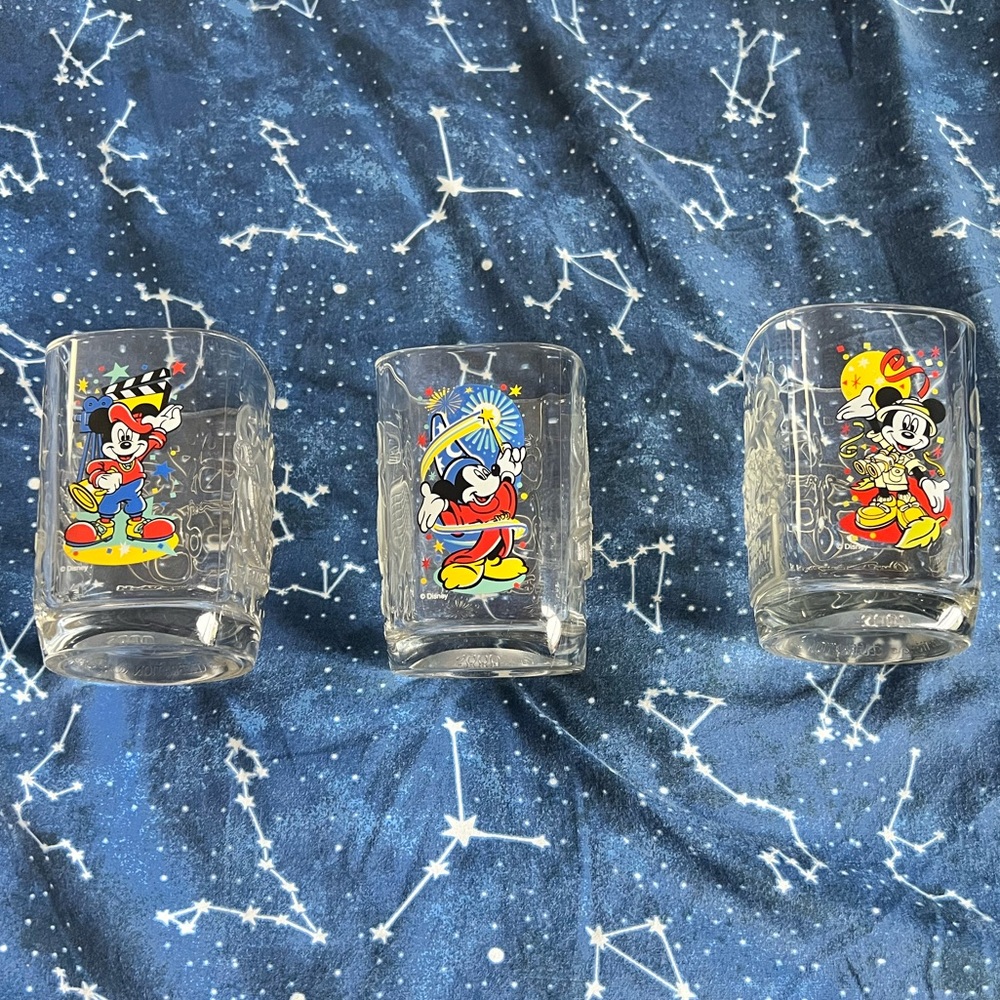 VINTAGE Set of 3 McDonald's Walt Disney World Glasses